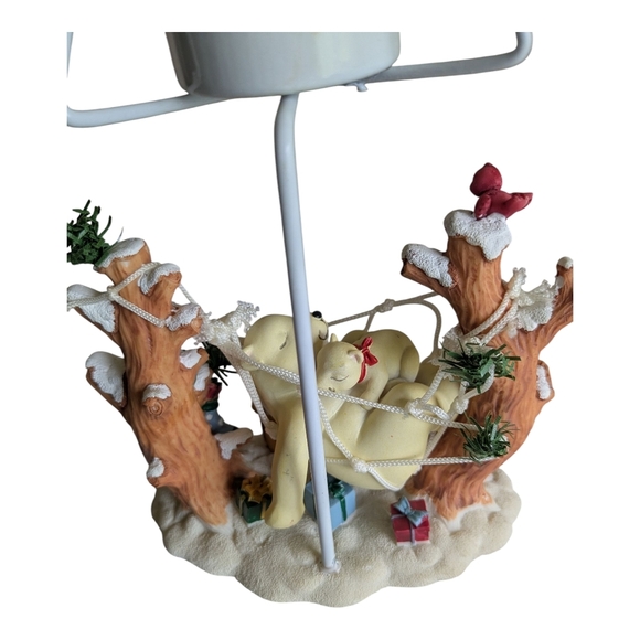 Vintage Christmas Tea Candle Holder with Bear In Hammock With Gifts - Picture 4 of 7